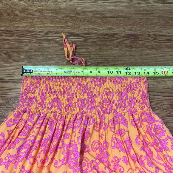Anthropologie Abel The Label Maya Patterned Maxi Skirt Pink Orange Tropical L - Picture 7 of 12
